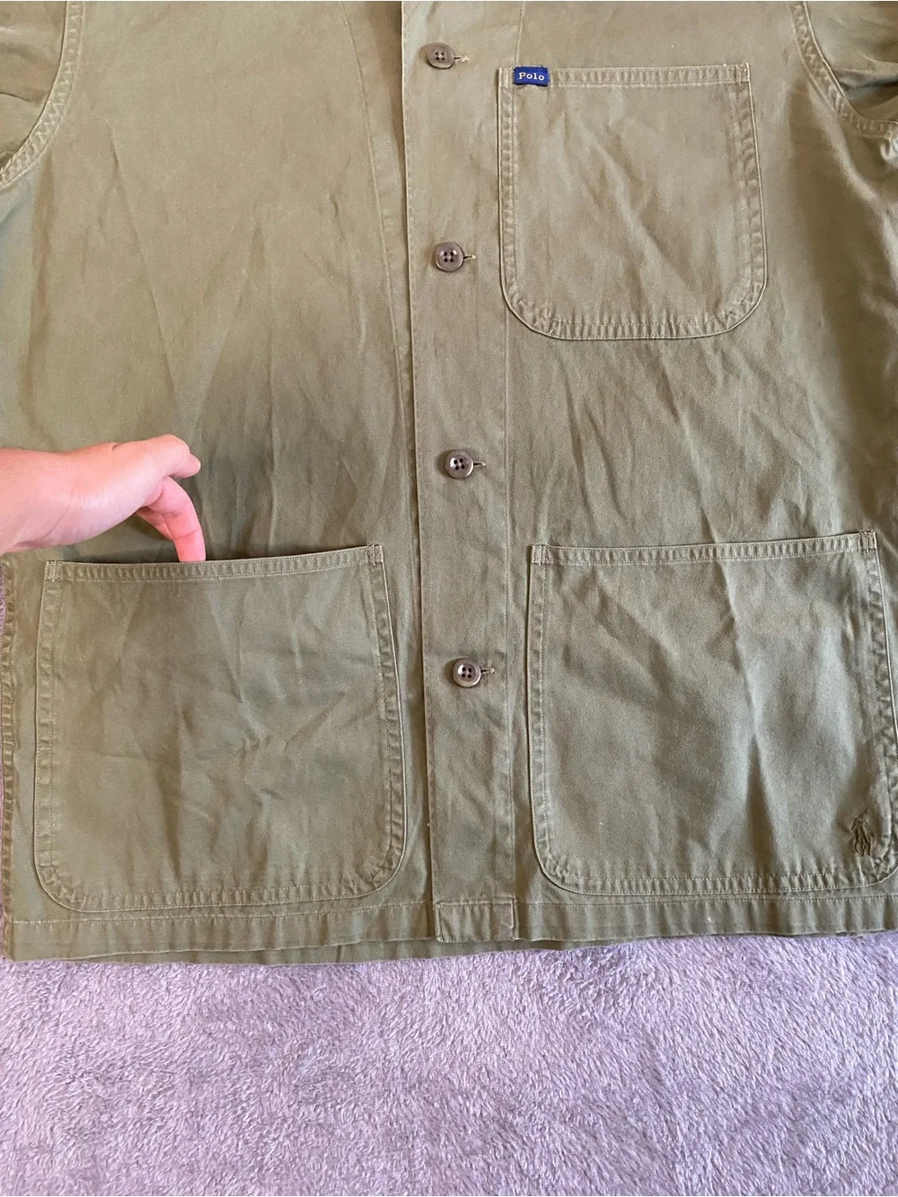 Polo Ralph Lauren Olive Green Cotton Chore Jacket Med Utility Workwear Gorpcore